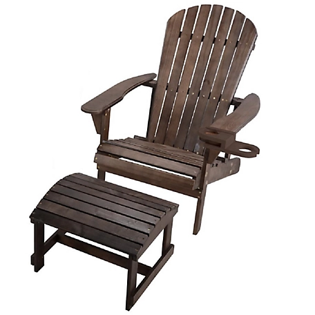 W Unlimited Earth Collection Adirondack Chair and Ottoman Set with Phone and Cup Holder