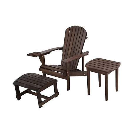 W Unlimited Earth Collection Adirondack Chair with Phone and Cup Holder, Includes Chair, Ottoman and End Table