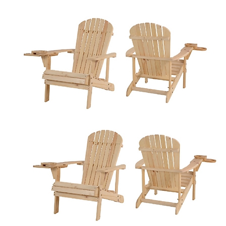 W Unlimited Earth Collection Adirondack Chair with Phone and Cup Holder Set, 4-Pack