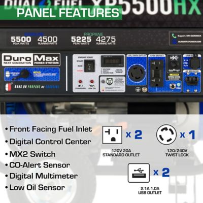 Image showing 5 th DuroMax 5,500/4,500-Watt Dual-Fuel Portable Generator, CO Alert