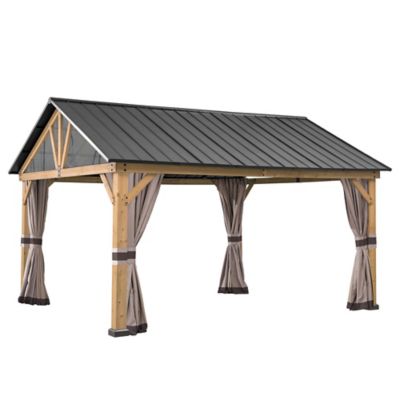 Image showing  Universal Replacement Netting Tube and Curtain for 13 ft. x 15 ft. Henson Pitched Roof Hard Top Gazebos