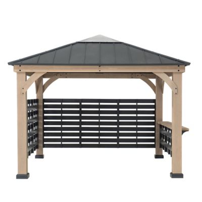 SummerCove 11 ft. x 11 ft. Cedar Wood Framed Hot Tub Gazebo with Steel and Polycarbonate Hardtop and bar shelf, Matte Black Nice piece  ,different from all copy pasted gazebos