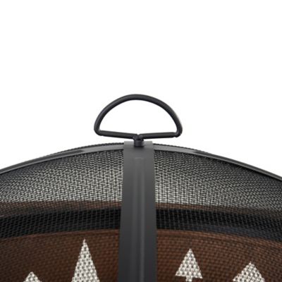 Image showing  30 in. Outdoor Wood-Burning Fire Pit, Patio Tree Motif Round Steel Fire Pit Large Fire Pits for Outside