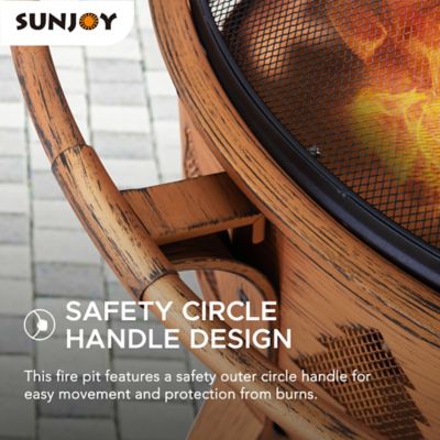 Image showing  30 in. Outdoor Wood-Burning Fire Pit, Patio Tree Motif Round Steel Fire Pit Large Fire Pits for Outside