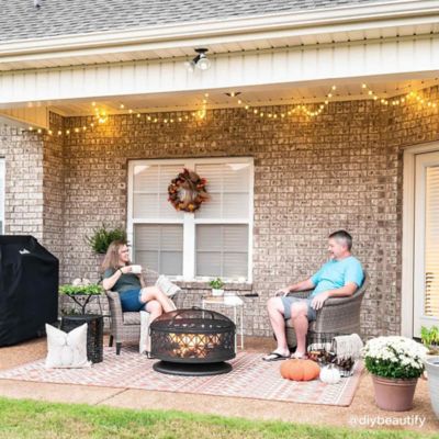 Image showing  30 in. Wood-Burning Outdoor Fire Pit, Patio Black Round Wood-Burning Steel Fire Pit Large Fire Pits for Outside