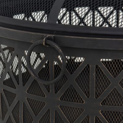 Image showing  30 in. Wood-Burning Outdoor Fire Pit, Patio Black Round Wood-Burning Steel Fire Pit Large Fire Pits for Outside