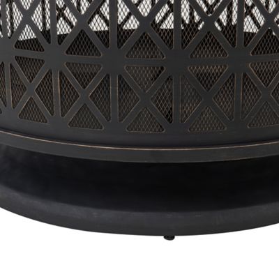 Image showing  30 in. Wood-Burning Outdoor Fire Pit, Patio Black Round Wood-Burning Steel Fire Pit Large Fire Pits for Outside