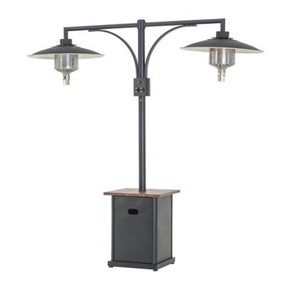 AmberCove 64,000 BTU Nedson Standing Outdoor Propane Steel Dual Gas Heater  with Tabletop, Matte Black at Tractor Supply Co.