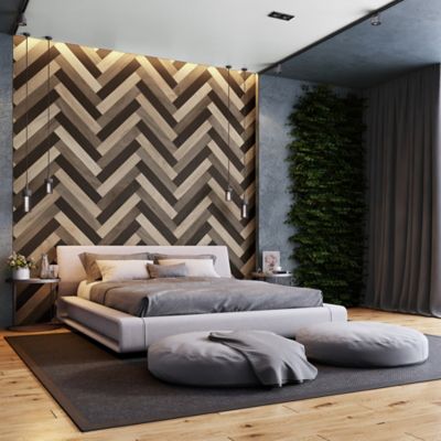 Image showing  Chocolate Hazel Brown Peel and Stick Wood Wall Cladding, 5 in. x 46.5 in., 10 pc.