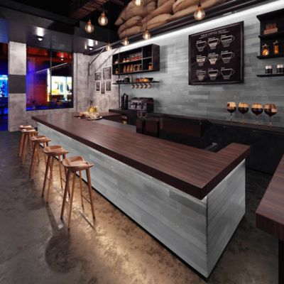 Image showing  Peel and Stick Wood Wall Cladding, 5 in. x 46.5 in., Pewter, 10 pc.