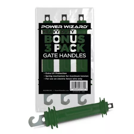 Power Wizard 8" Heavy Duty Rubber Gate Handles Green 4.25" Size to Flange 3 Pack Electric Fence Wire & Tape