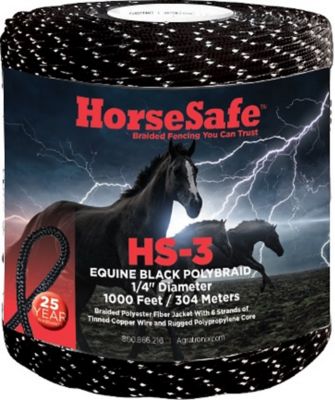 Power Wizard 1,000 ft. HorseSafe 6-Strand Braided Electric Fence Wire, Black