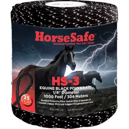 Power Wizard HorseSafe 1 000 Feet 6-Strand Braided Electric Fence Line Black Electric Fence Wire & Tape