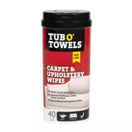 Tub O' Towels Heavy Duty Carpet and Upholstery Wipes 40 Count TW40-CP Cleaning Cloths & Dusters