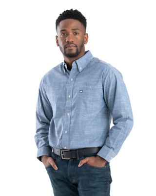 Berne Men's Foreman Flex Long Sleeve Chambray Button Down Shirt at ...