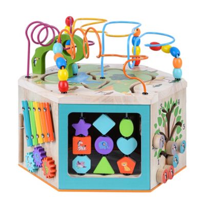 Teamson US Inc Kids' Preschool Play Lab 7-in-1 Large Wooden Activity Station, Natural