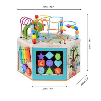 Image showing  Kids' Preschool Play Lab 7-in-1 Large Wooden Activity Station, Natural