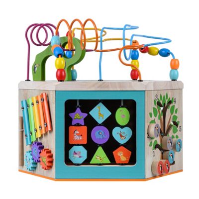 Image showing 5 th Teamson US Inc Kids' Preschool Play Lab 7-in-1 Large Wooden Activity Station, Natural