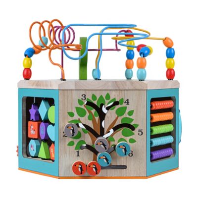 Image showing 7 th Teamson US Inc Kids' Preschool Play Lab 7-in-1 Large Wooden Activity Station, Natural