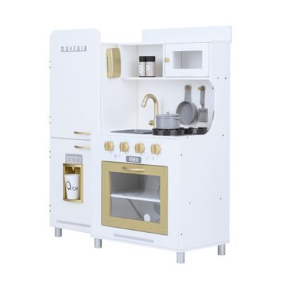 Teamson US Inc Kids' Little Chef Mayfair Classic Kitchen Playset with 11 Accessories, White/Gold