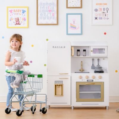 Image showing  Kids' Little Chef Mayfair Classic Kitchen Playset with 11 Accessories, White/Gold