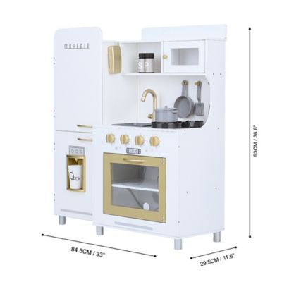 Image showing  Kids' Little Chef Mayfair Classic Kitchen Playset with 11 Accessories, White/Gold