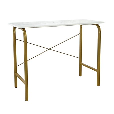 Teamson US Inc Versanora Bella Home Office Desk with Faux Marble Top and Brass Frame, 40 in.
