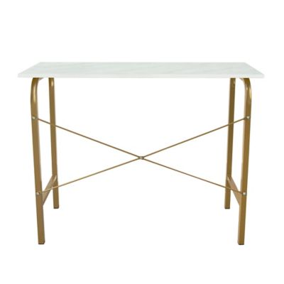 Image showing  40 in. Versanora Bella Home Office Desk with Faux Marble Top and Brass Frame