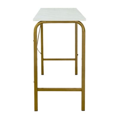 Image showing 6 th Teamson US Inc 40 in. Versanora Bella Home Office Desk with Faux Marble Top and Brass Frame