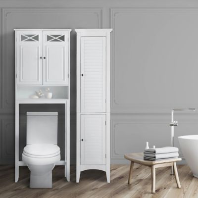 Image showing  8 in. x 25 in. x 68 in. Wooden Dawson Space Saver Bathroom Storage Unit, White