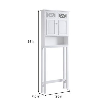 Image showing  8 in. x 25 in. x 68 in. Wooden Dawson Space Saver Bathroom Storage Unit, White