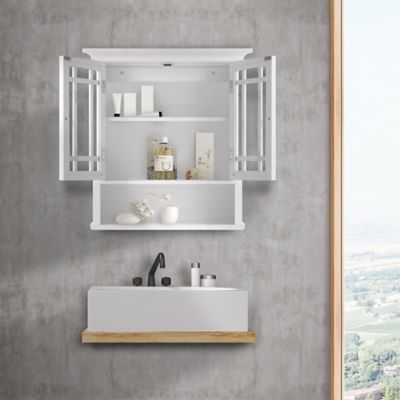 Image showing  7 in. x 22 in. x 24 in. Wooden Neal Wall Cabinet with 2 Glass Doors