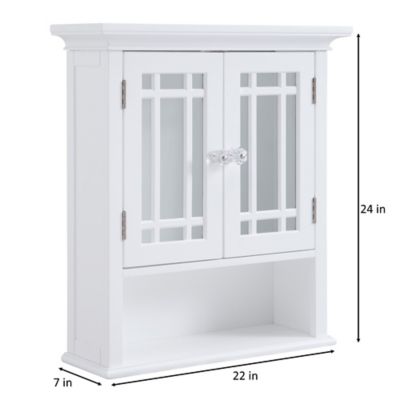 Image showing  7 in. x 22 in. x 24 in. Wooden Neal Wall Cabinet with 2 Glass Doors