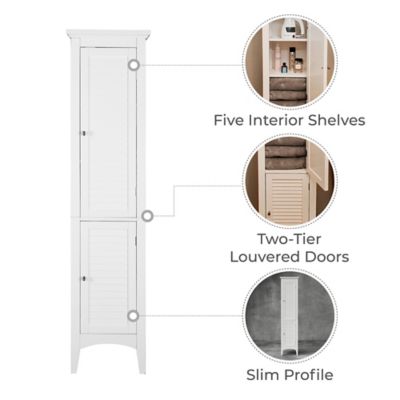 Image showing  63 in. 2-Door Glancy Wooden Tall Tower Storage Cabinet, White