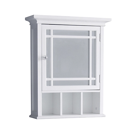 Elegant Home Fashions Neal Wooden Medicine Cabinet with Mirrored Door, White