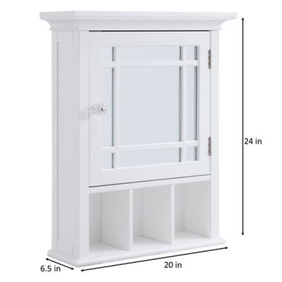Image showing  6.5 in. x 20 in. x 24.13 in. Wooden Neal Medicine Cabinet with Mirrored Door, White