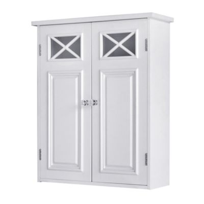 Image showing  7 in. x 20 in. x 24 in. Wooden Dawson Wall Cabinet with Cross Molding and 2 Doors, White