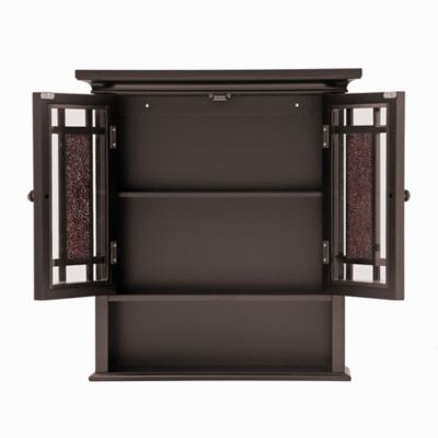 Image showing 5 th Elegant Home Fashions 7 in. x 22 in. x 24 in. Wooden Windsor Wall Cabinet with Glass Mosaic Doors