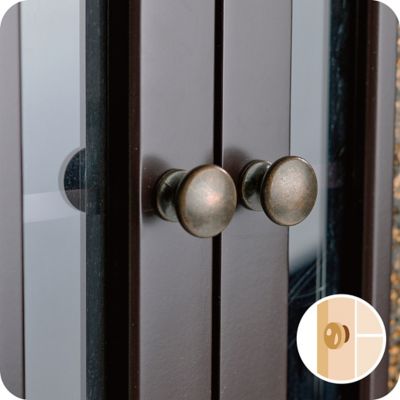 Image showing 7 th Elegant Home Fashions 7 in. x 22 in. x 24 in. Wooden Windsor Wall Cabinet with Glass Mosaic Doors