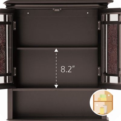 Image showing 8 th Elegant Home Fashions 7 in. x 22 in. x 24 in. Wooden Windsor Wall Cabinet with Glass Mosaic Doors