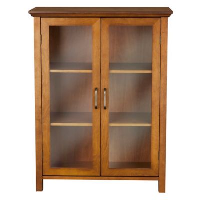 Elegant Home Fashions Avery Floor Cabinet with 2 Doors, Timeless Oiled Oak Veneer Finish, ELG-542