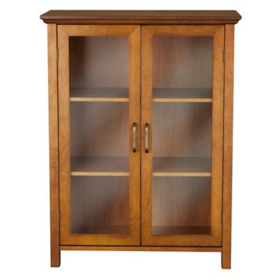 Elegant Home Fashions 2-Door Avery Floor Cabinet, Timeless Oiled Oak Veneer Finish, 12.5 in. x 26 in. x 34 in.