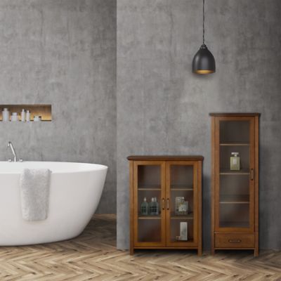 Image showing  2-Door Avery Floor Cabinet, Timeless Oiled Oak Veneer Finish, 12.5 in. x 26 in. x 34 in.