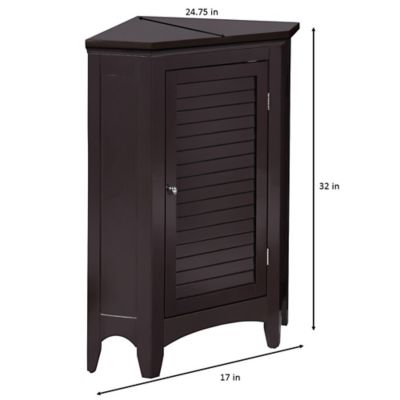 Image showing  Glancy Wooden Corner Stand Floor Cabinet with 1 Shutter Door, Dark Brown