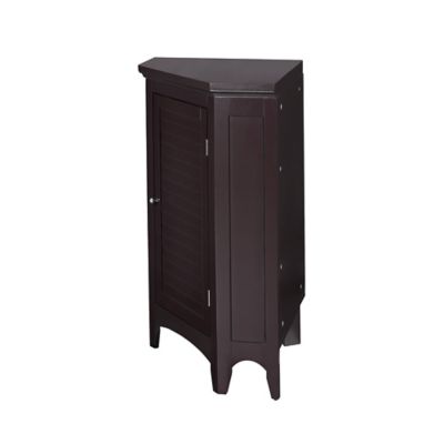 Image showing  Glancy Wooden Corner Stand Floor Cabinet with 1 Shutter Door, Dark Brown