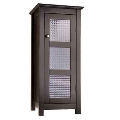 Elegant Home Fashions 1-Door Chesterfield Wooden Floor Cabinet with Waffle Glass Detailing, 13 in. x 13.5 in. x 30.5 in.