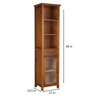 Image showing  65 in. 1-Drawer and 3 Open Shelves Avery Linen Cabinet