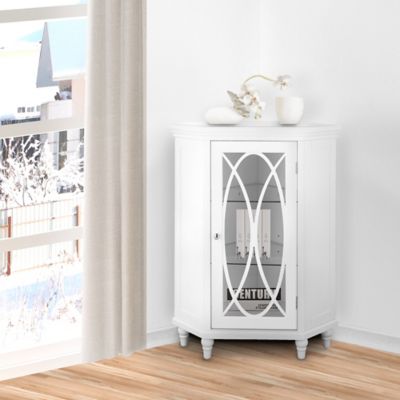 Image showing  Florence Corner Floor Cabinet with 2 Adjustable Tempered Glass Shelves