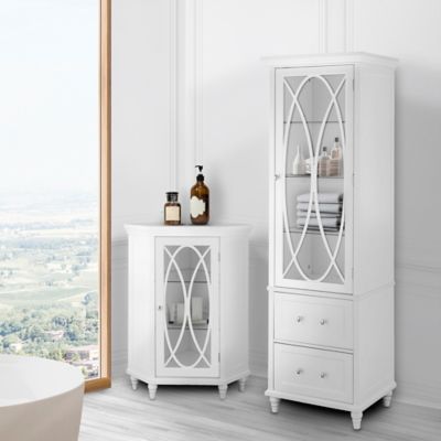 Image showing  Florence Corner Floor Cabinet with 2 Adjustable Tempered Glass Shelves