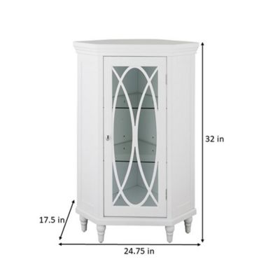 Image showing  Florence Corner Floor Cabinet with 2 Adjustable Tempered Glass Shelves
